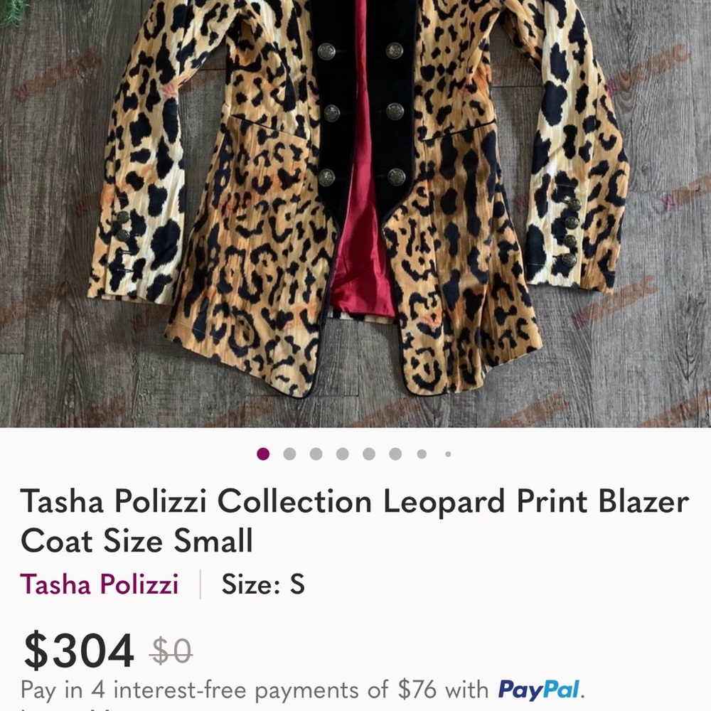 Tasha Polizzi VTG military style jacket/blazer, open front ,button accent  L/XL - Picture 9 of 9
